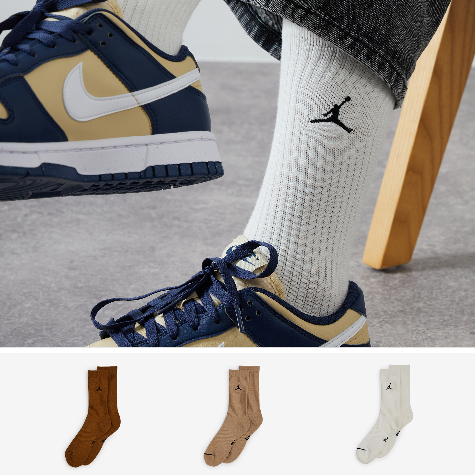 Chaussettes X3 Crew Jumpman Beige/marron
