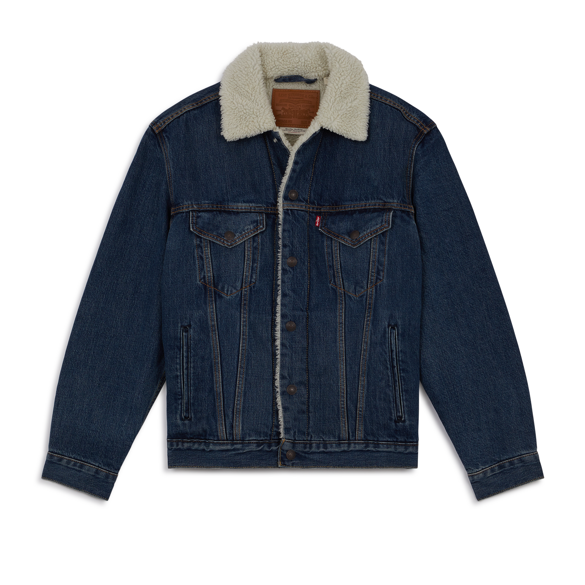 Jacket Veste Vtg Fit Sherpa Trucker Levis Denim / Bleu Fonce L Male