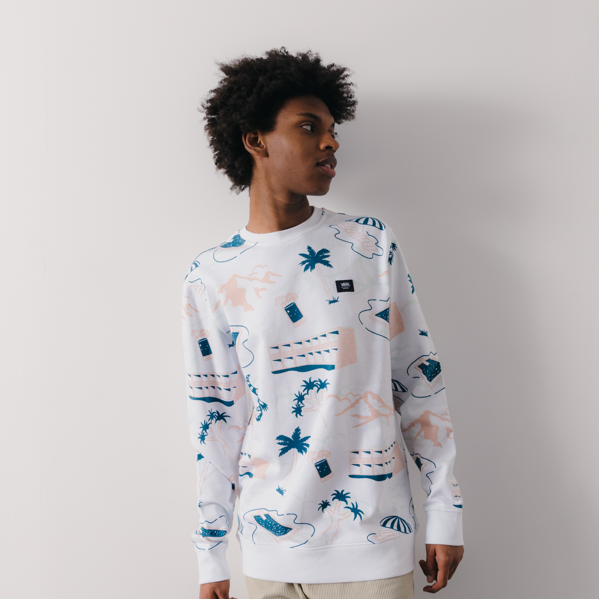 Sweat Crew Scenic Aop Blanc/multicolore