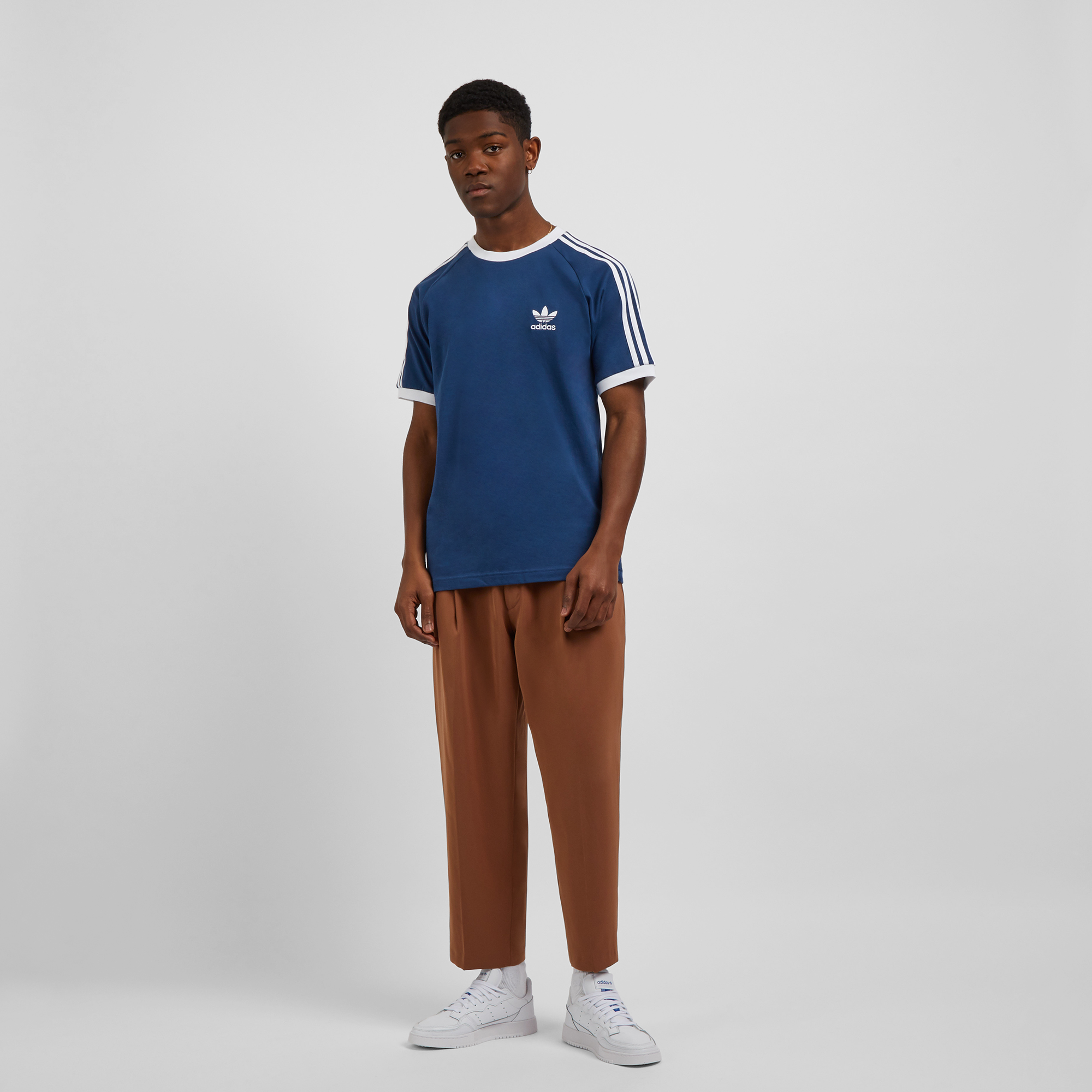 Tee 3-stripes Adidas Originals Marine L Male