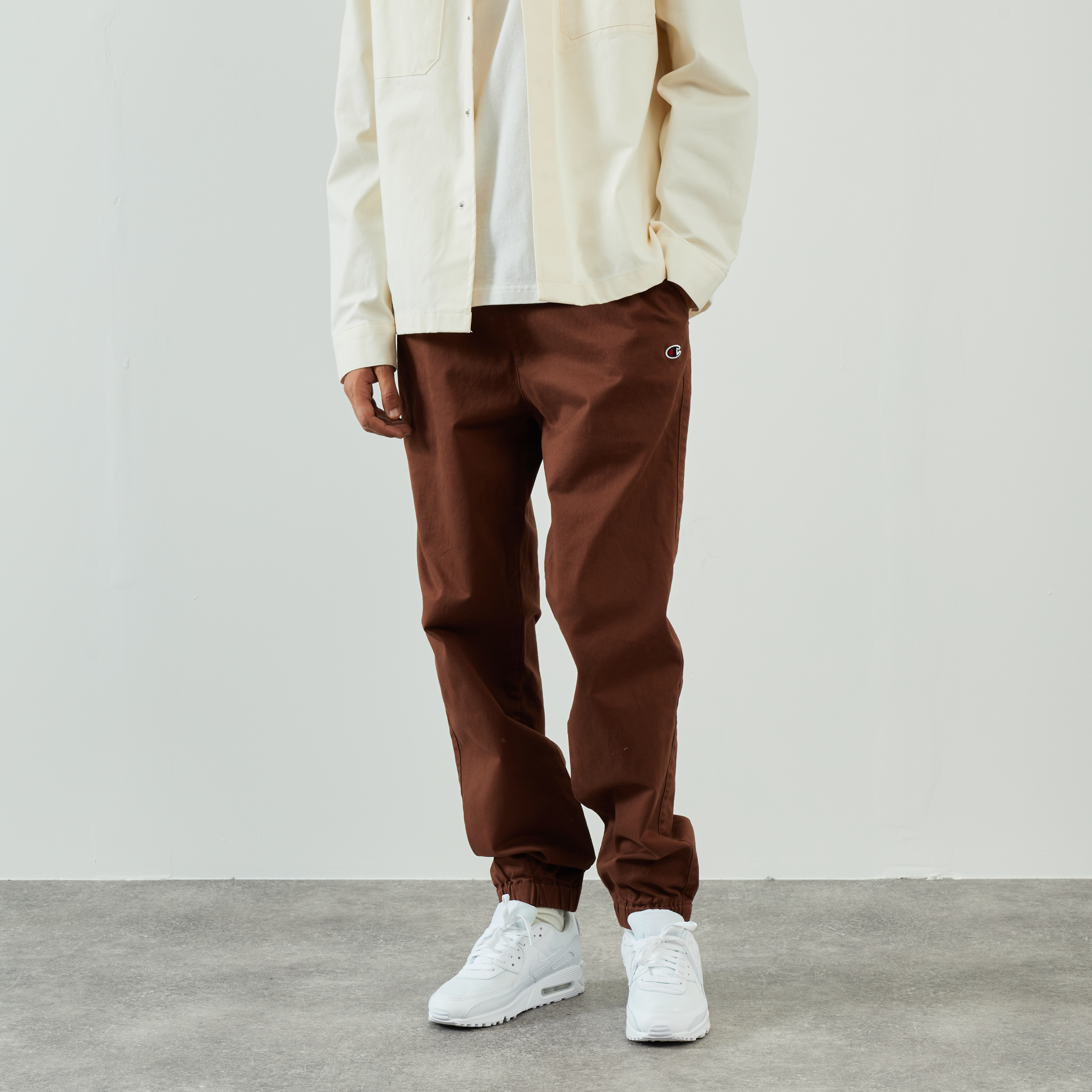 Pant Jogger Logo Rib Cuff Marron